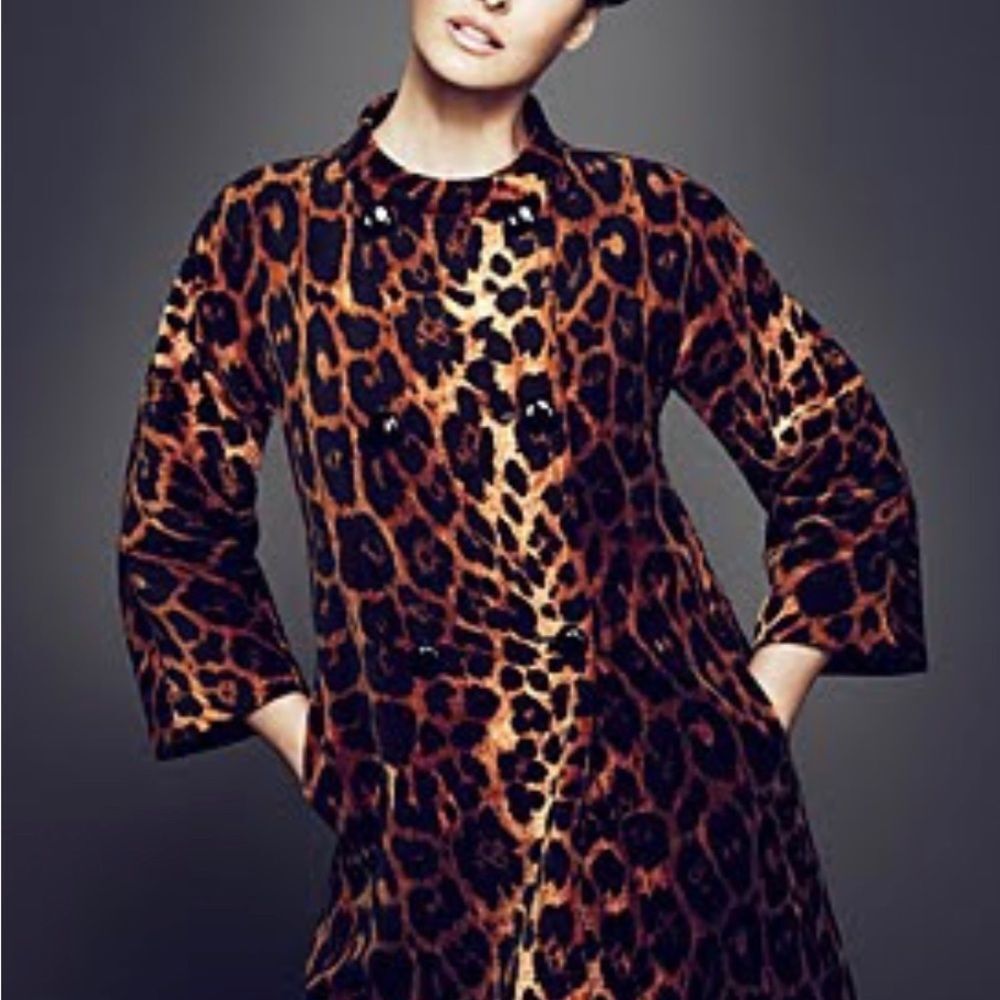 Talbots vintage Leopard Print Double-Breasted Coat - Brown/Black 10